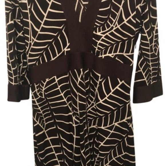 Tory Burch Brown and White Silk Work/Office Dress in Size Medium - Picture 4 of 4